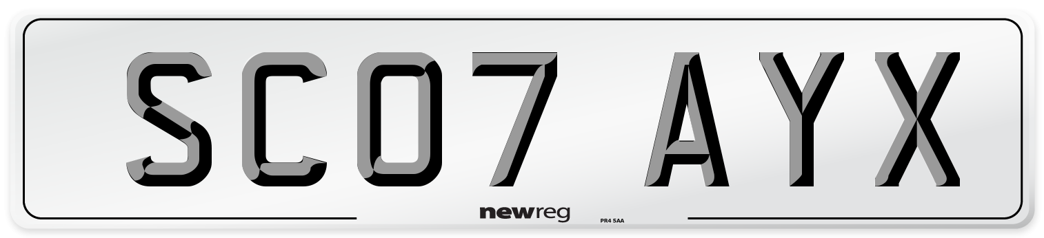 SC07 AYX Number Plate from New Reg
